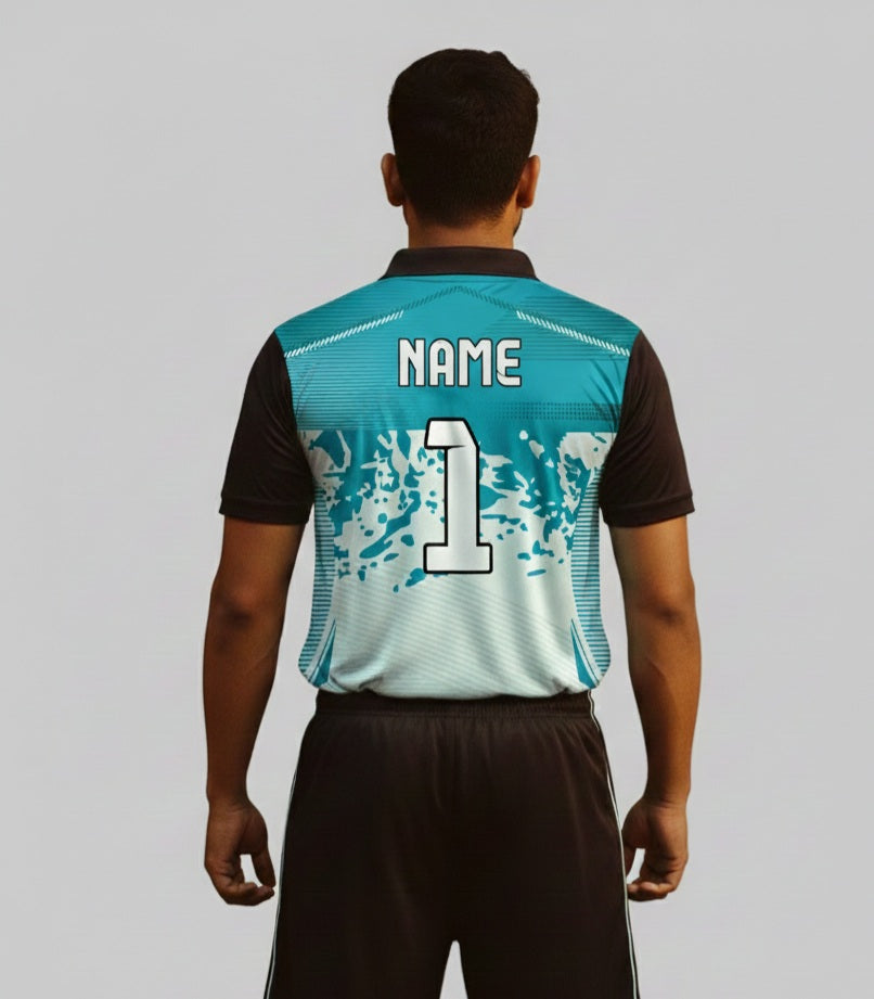Half sleeve jersey with name and number printed tshirts white and