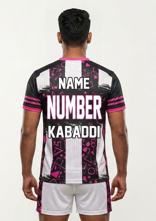 Kabaddi jersey with name and number printed tshirt green white