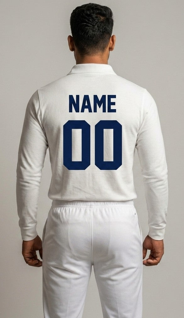 White jersey with name and number printed tshirts and track pant
