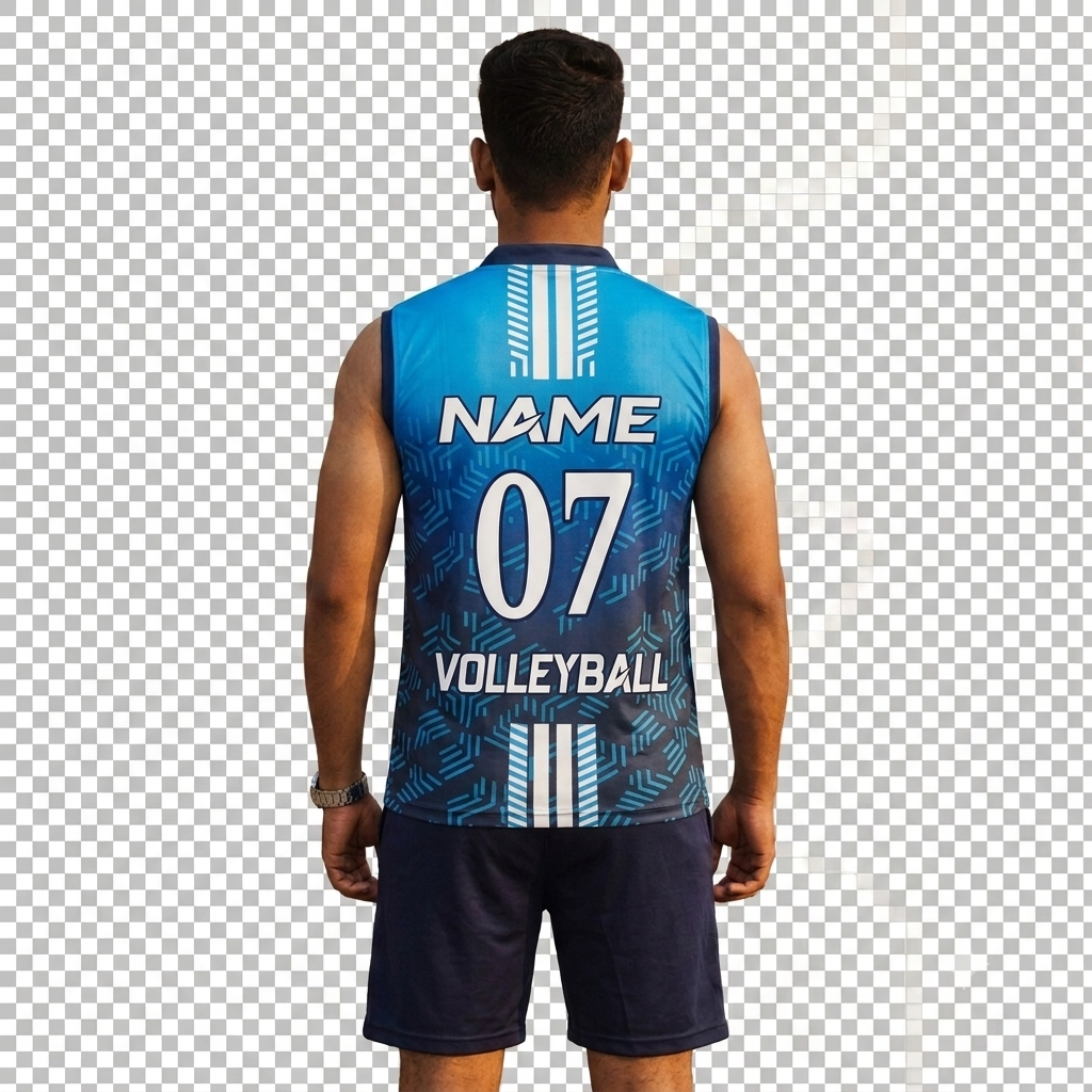 Volleyball jersey with name and number blue , black and white set