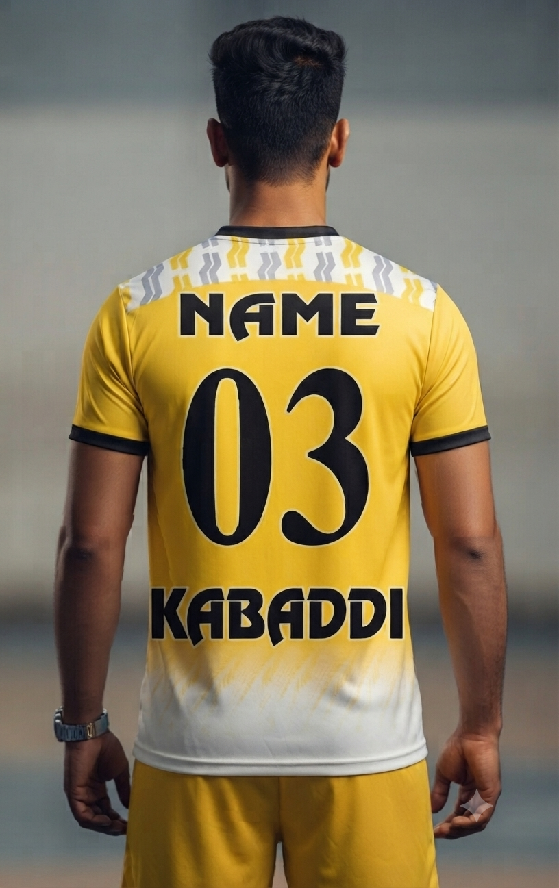 Kabaddi jersey with name and number golden yellow kabaddi set (Copy)