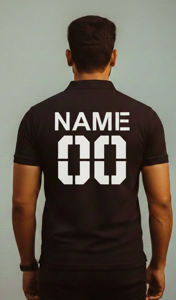 Half sleeve jersey with name and number printed tshirts black