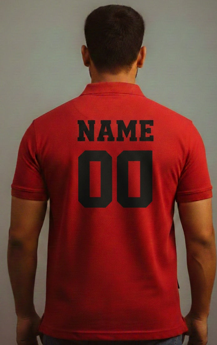 Half sleeve jersey with name and number printed tshirts red