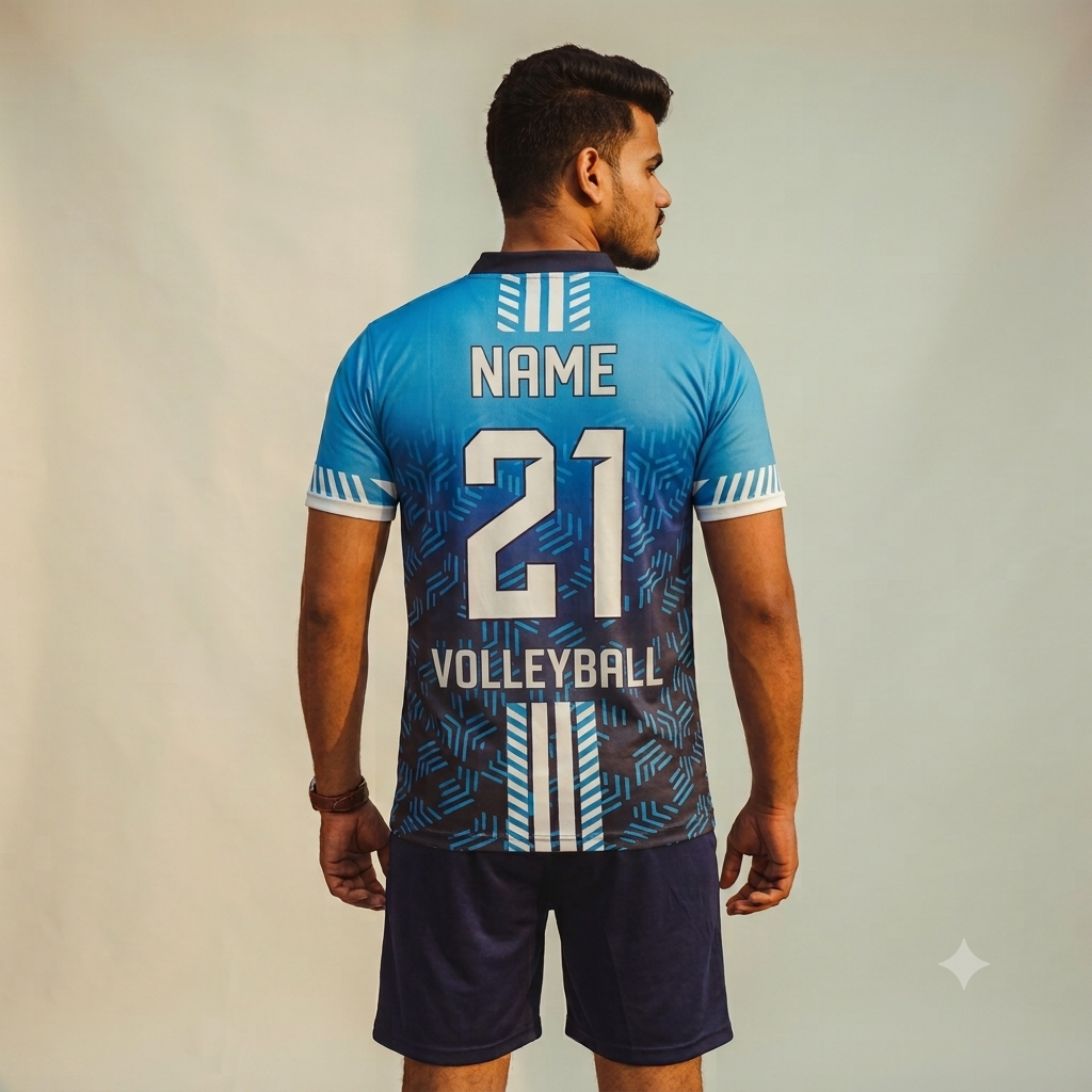 Volleyball jersey with name and number blue , black and white set