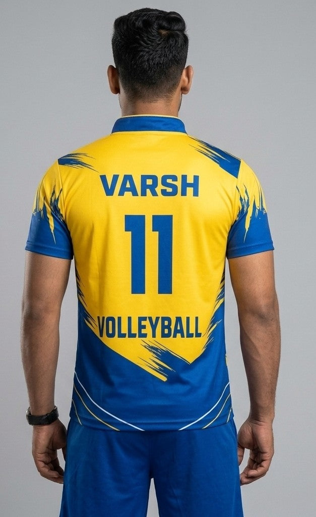 Volleyball jersey with name and number blue , black and white set
