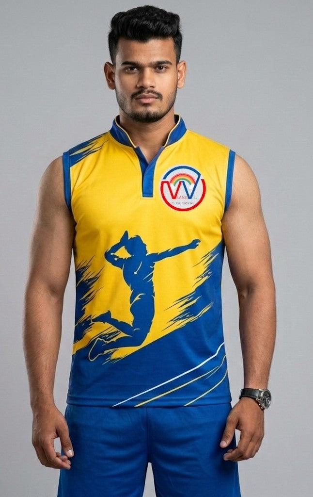 Volleyball jersey with name and number blue , black and white set