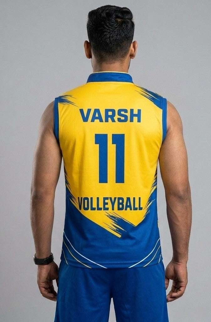 Volleyball jersey with name and number blue , black and white set