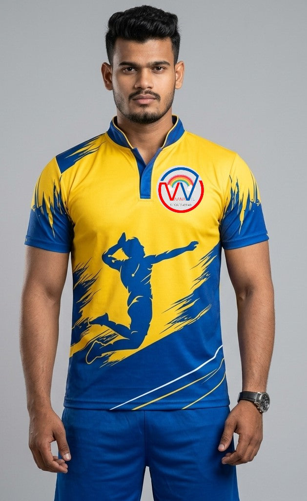 Volleyball jersey with name and number blue , black and white set