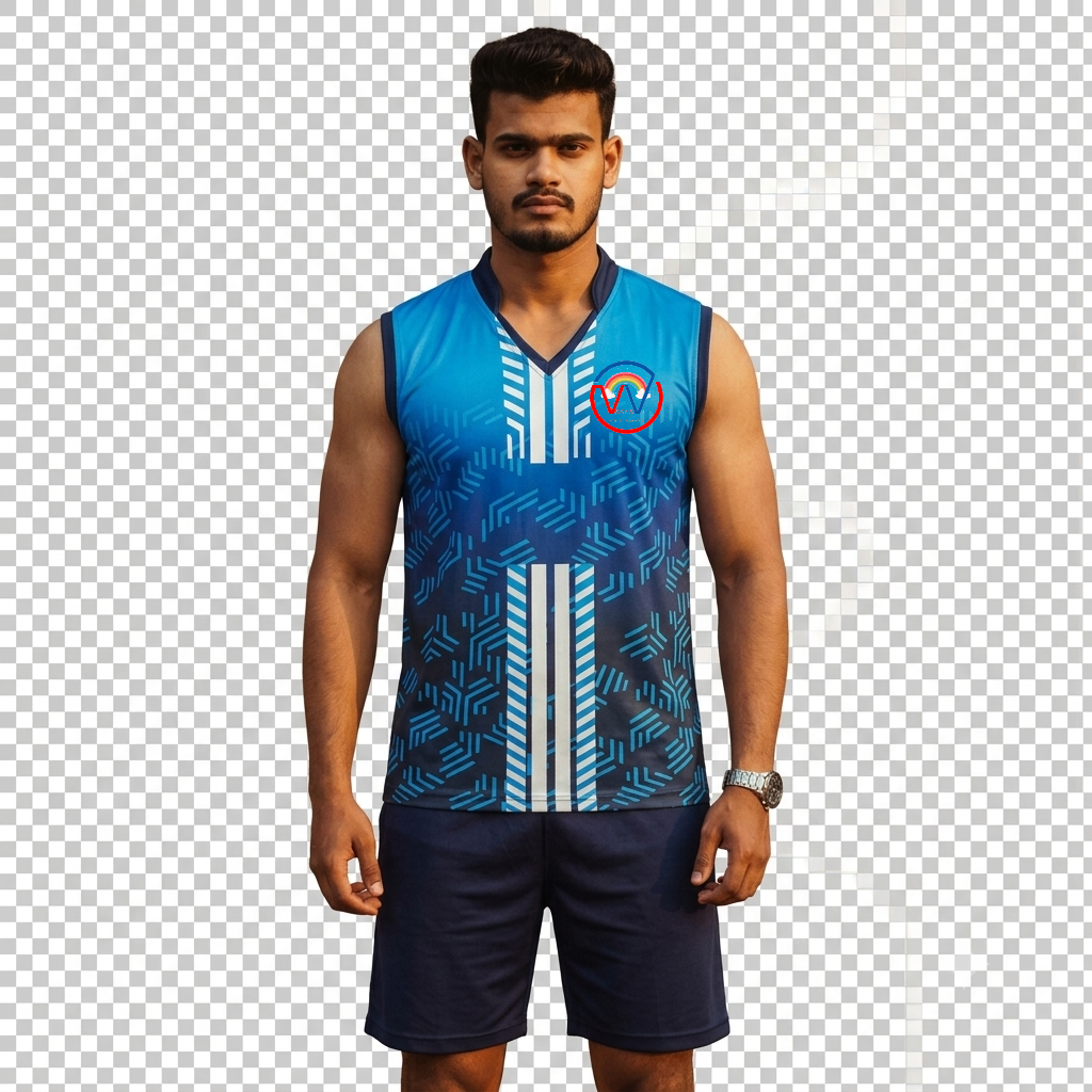 Volleyball jersey with name and number blue , black and white set