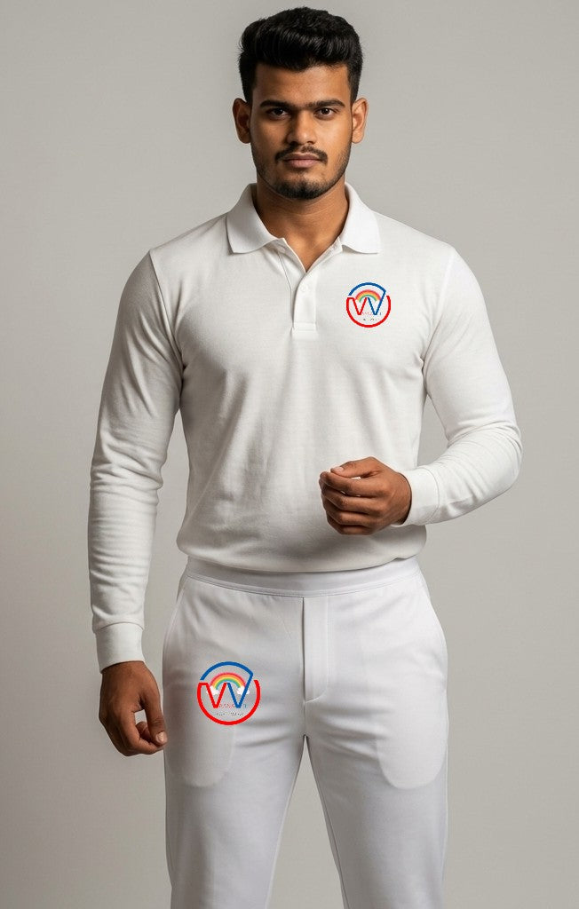 White jersey with name and number printed tshirts and track pant